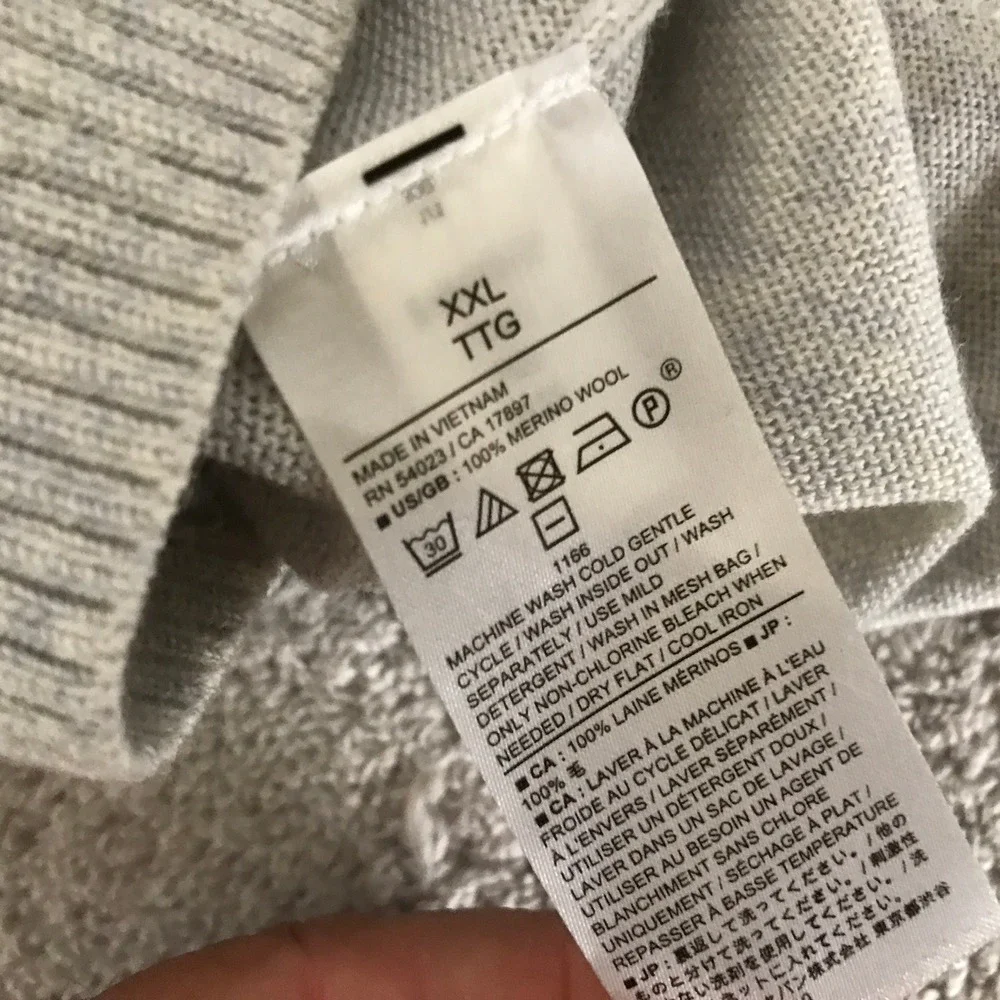 Banana Republic Sweater Mens XXL Gray Merino Wool Crewneck Raglan 404705-00 NWT